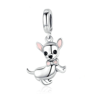 Dijes de perro chihuahua lindos de plata de ley 925