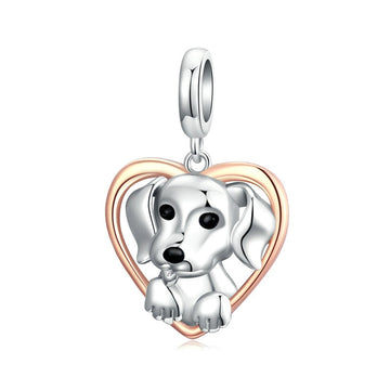 925 Sterling Silver Cute Puppy Charms