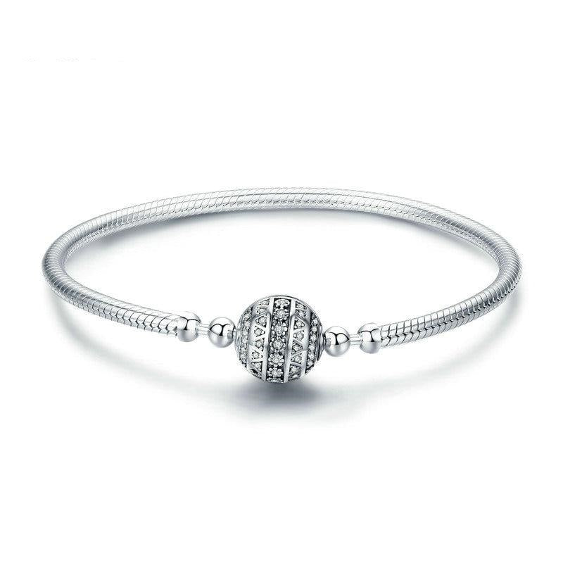 Bracciale con chiusura rotonda abbagliante in argento sterling 925