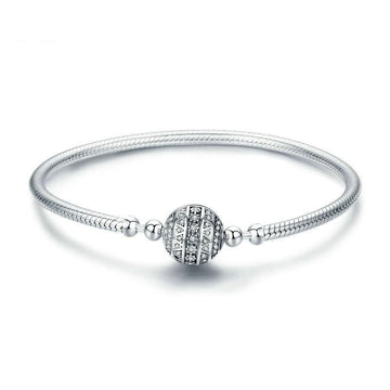 Bracciale con chiusura rotonda abbagliante in argento sterling 925