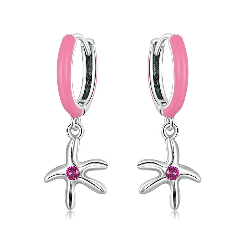 925 Sterling Silver Starfish Drop Earrings