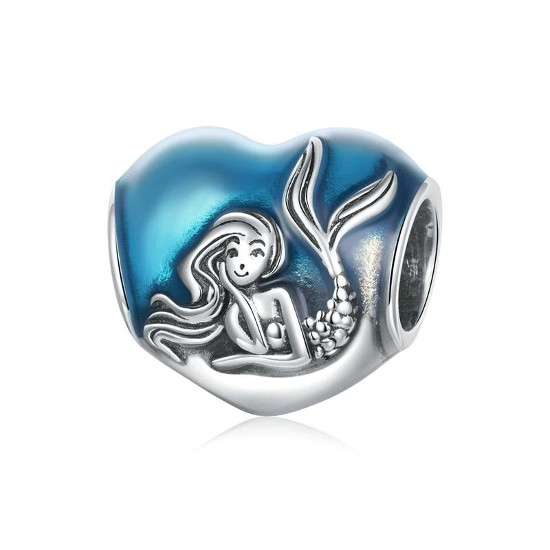 925 Sterling Silver Dream Mermaid Heart Charms