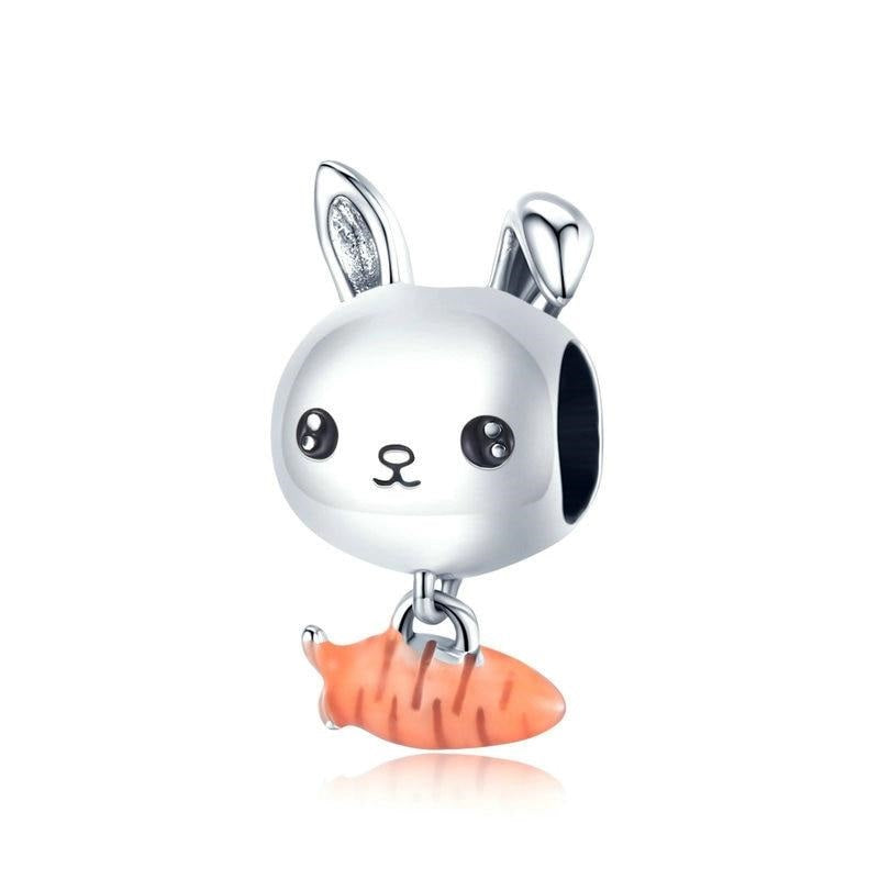 925 Sterling Silver Enamel Carrot Rabbit Charms