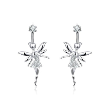 925 Sterling Silver Fairy Elf Shining Drop Earrings