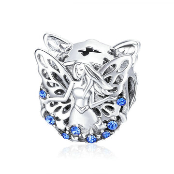 Ciondoli blu a forma di fata dei fiori in argento sterling 925