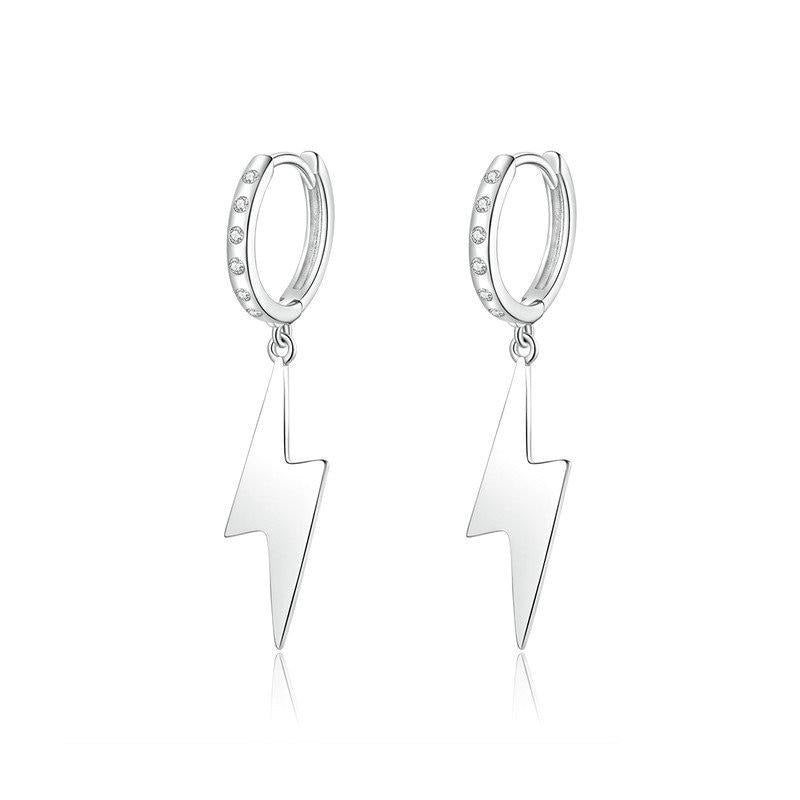 925 Sterling Silver Flash Lightning Dangle Earrings