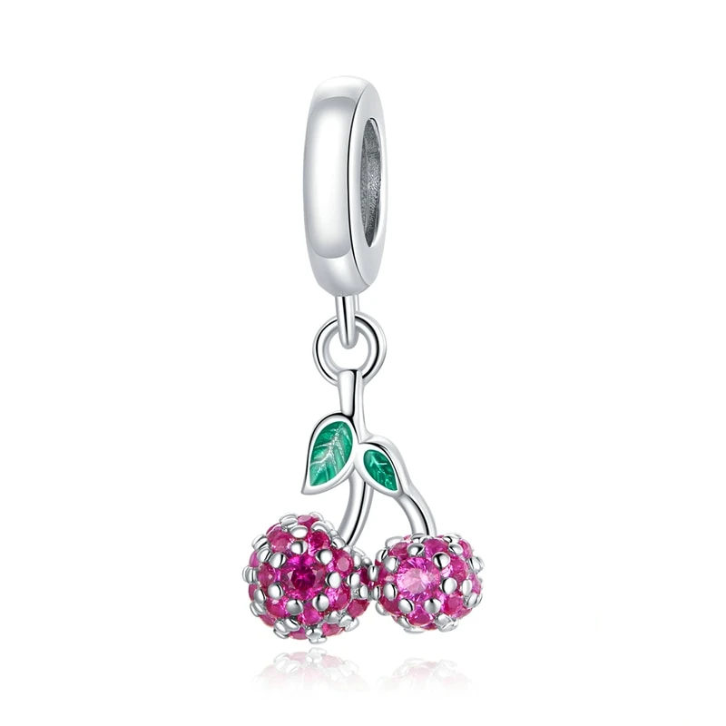 Ciondoli in argento sterling 925 a forma di ciliegia fresca