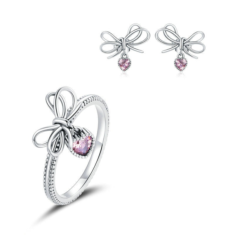 Orecchini con fiocco in argento sterling 925, anelli