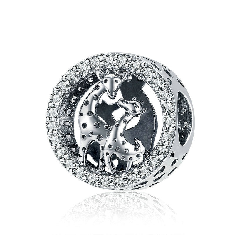 Ciondoli in argento sterling 925 a forma di famiglia di giraffe
