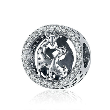 Ciondoli in argento sterling 925 a forma di famiglia di giraffe
