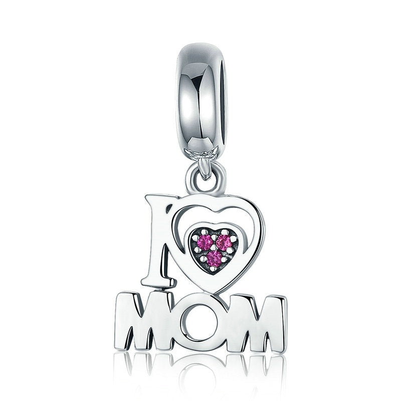 925 Sterling Silver i Love Mom Letter Charms
