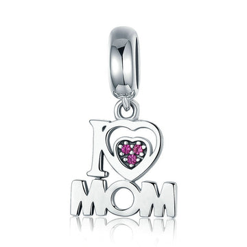 925 Sterling Silver i Love Mom Letter Charms