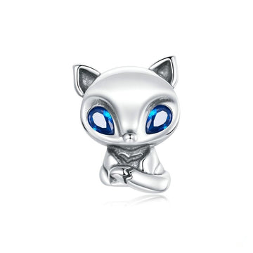 925 Sterling Silver Lively Little Fox Zircon Charms