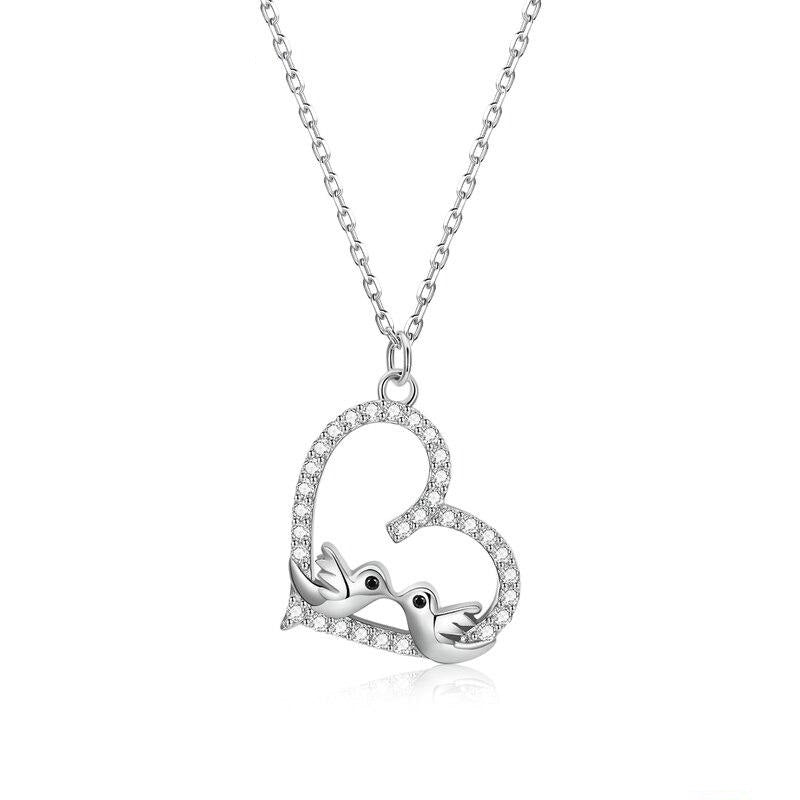 Collana con ciondolo a forma di uccello in argento sterling 925