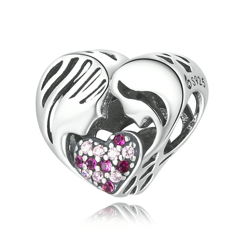 Ciondoli in argento sterling 925 con silhouette di mamma e figlia
