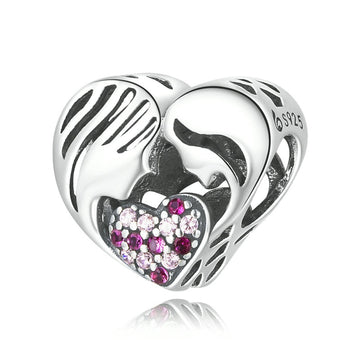 Ciondoli in argento sterling 925 con silhouette di mamma e figlia