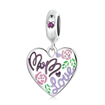 925 Sterling Silver Mother Day Heart Doodle Charms