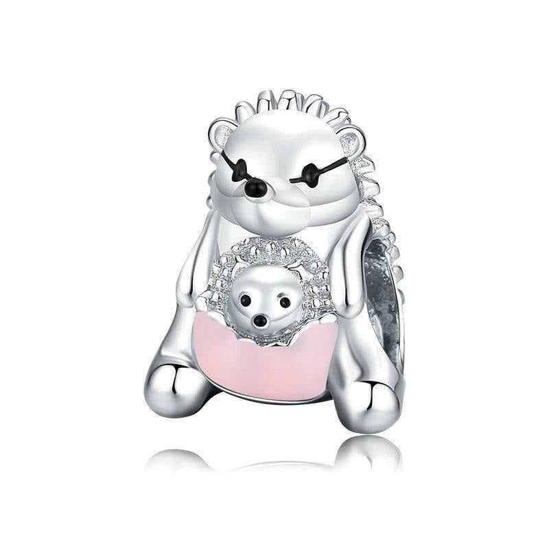 925 Sterling Silver Mother Hedgehog Charms
