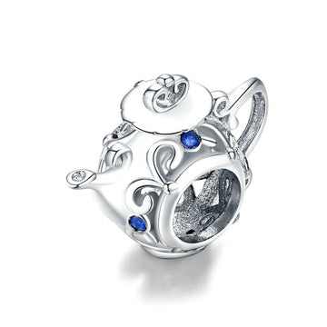 Ciondoli a forma di teiera cava traforata in argento sterling 925