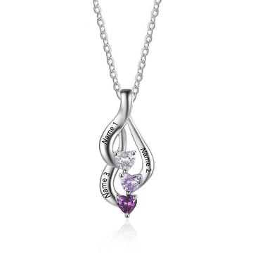 Collar personalizado de plata de ley 925 con 3 o 4 piedras de nacimiento