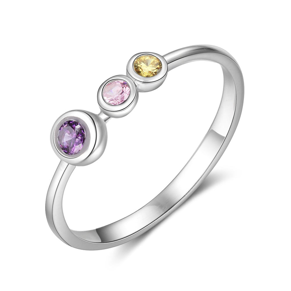 Anello in argento sterling 925 con pietra portafortuna personalizzata