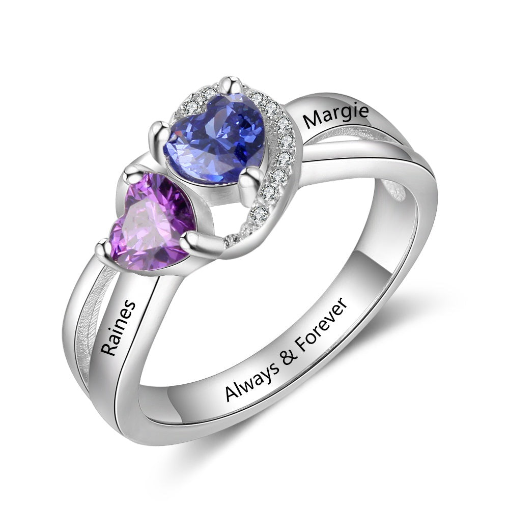 925 Sterling Silver Birthstone Custom Name Ring