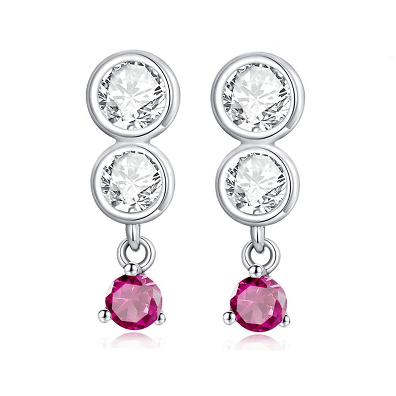 925 Sterling Silver Simple Round Zirconium Sparkling Drop Earrings