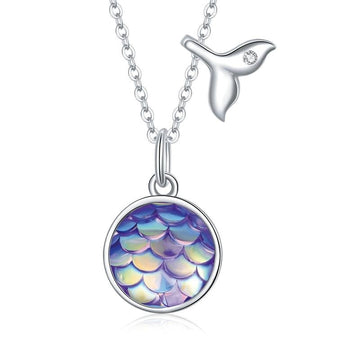 925 Sterling Silver Fishtail Scale Blue Ocean Necklace