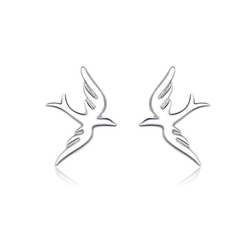 925 Sterling Silver Spring Swallow Stud Earrings