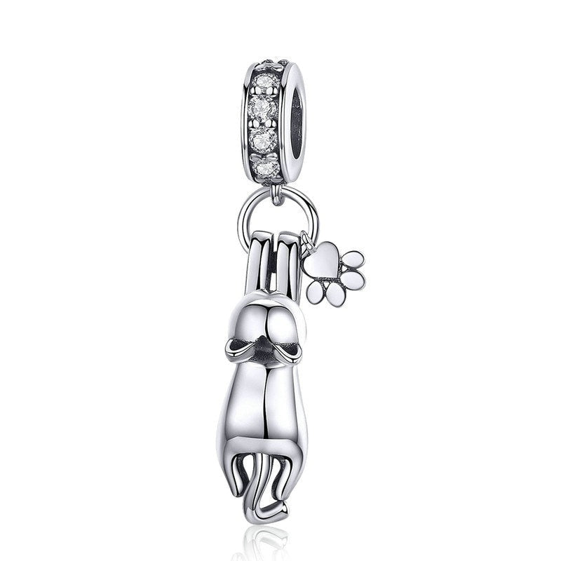 Ciondoli a forma di impronte di gatto appiccicose in argento sterling 925