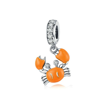 Ciondoli in argento sterling 925 a forma di granchio estivo smaltati