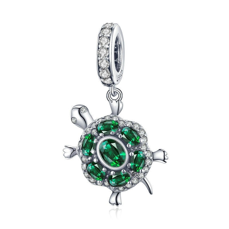 Dijes de tortuga verde en plata de ley 925