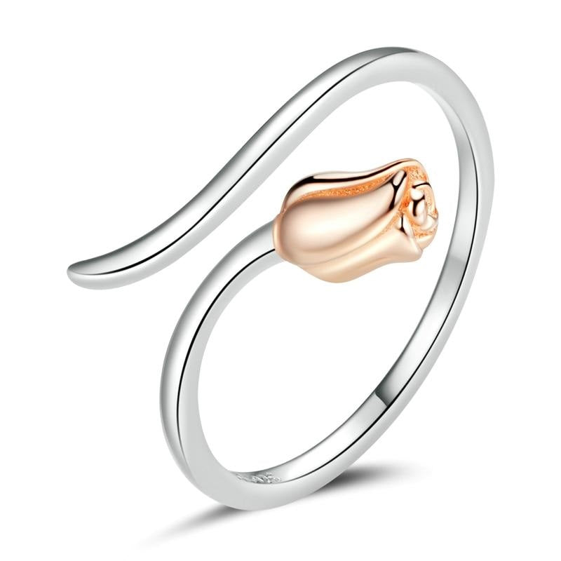 925 Sterling Silver Vintage Adjustable Rose Ring