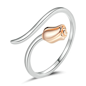 925 Sterling Silver Vintage Adjustable Rose Ring