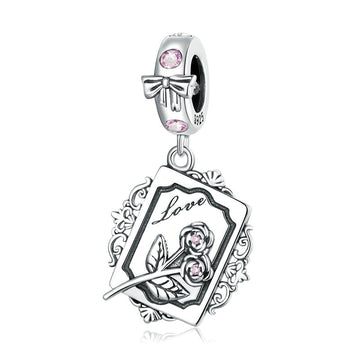 Ciondoli vintage a forma di fiocco rosa in argento sterling 925