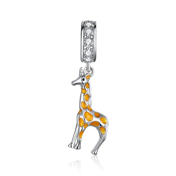 Dijes de jirafa con esmalte amarillo en plata de ley 925
