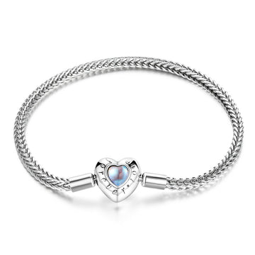 Sterling Silver Heart-Shaped Charm Beads Bracelet