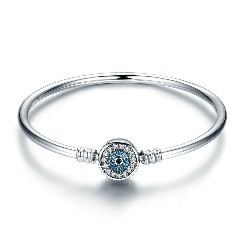 925 Sterling Silver Blue Eyes Heart Bracelet