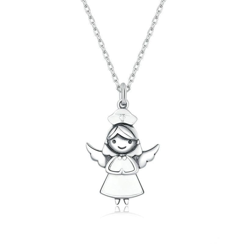 Collana con catena in argento sterling 925 con angelo custode