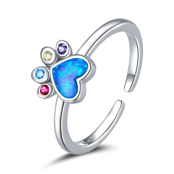 Anello in argento sterling 925 con pietra blu e corona da sogno colorata