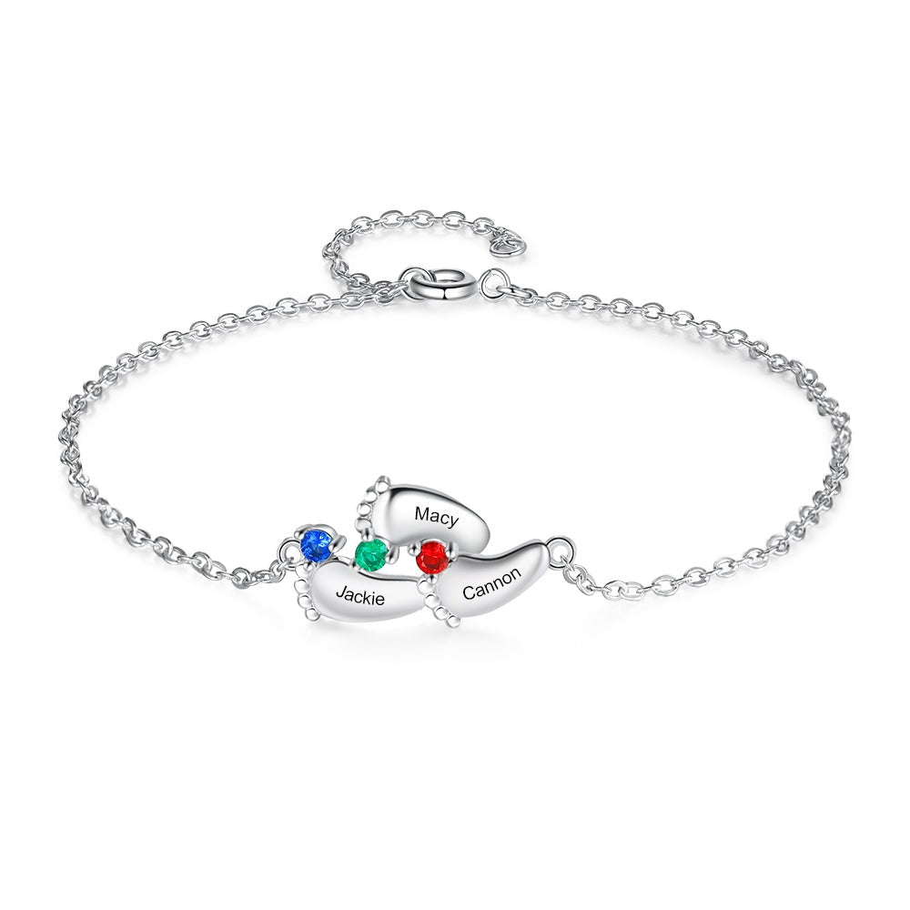 Custom Birthstone Carving Baby Name Bracelet