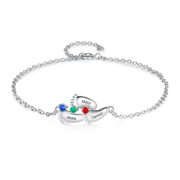 Custom Birthstone Carving Baby Name Bracelet