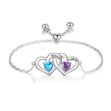 Customized Birthstones Adjustable Engraved Name Bracelet