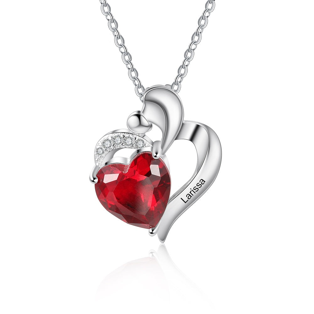 Customized Birthstone Personalized Engraved Name Necklace