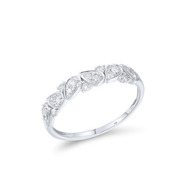 Genuine 14K 585 White Gold Ring Sparkling Diamond Ring Simple Style Daily Wear Gift
