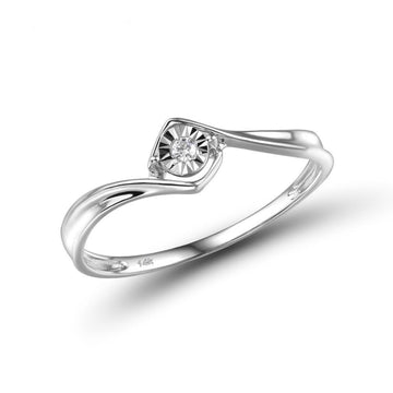 Anello in oro bianco 14K 585 autentico con diamanti scintillanti e anelli di fidanzamento