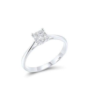 Genuine 14K 585 White Gold Rings Sparkling Diamond Engagement Anniversary Gift