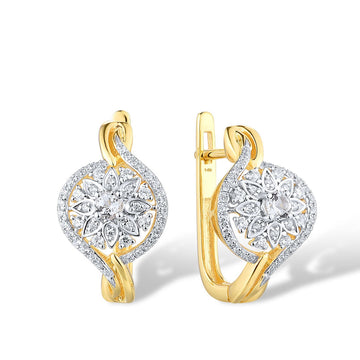 Genuine 14K 585 Yellow Gold Clip Earrings