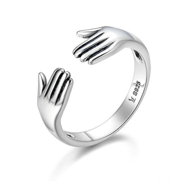 Anello Give Me A Hug in argento sterling 925 autentico a doppio strato