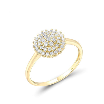 Anello elegante bianco scintillante in vero oro giallo 9K 375